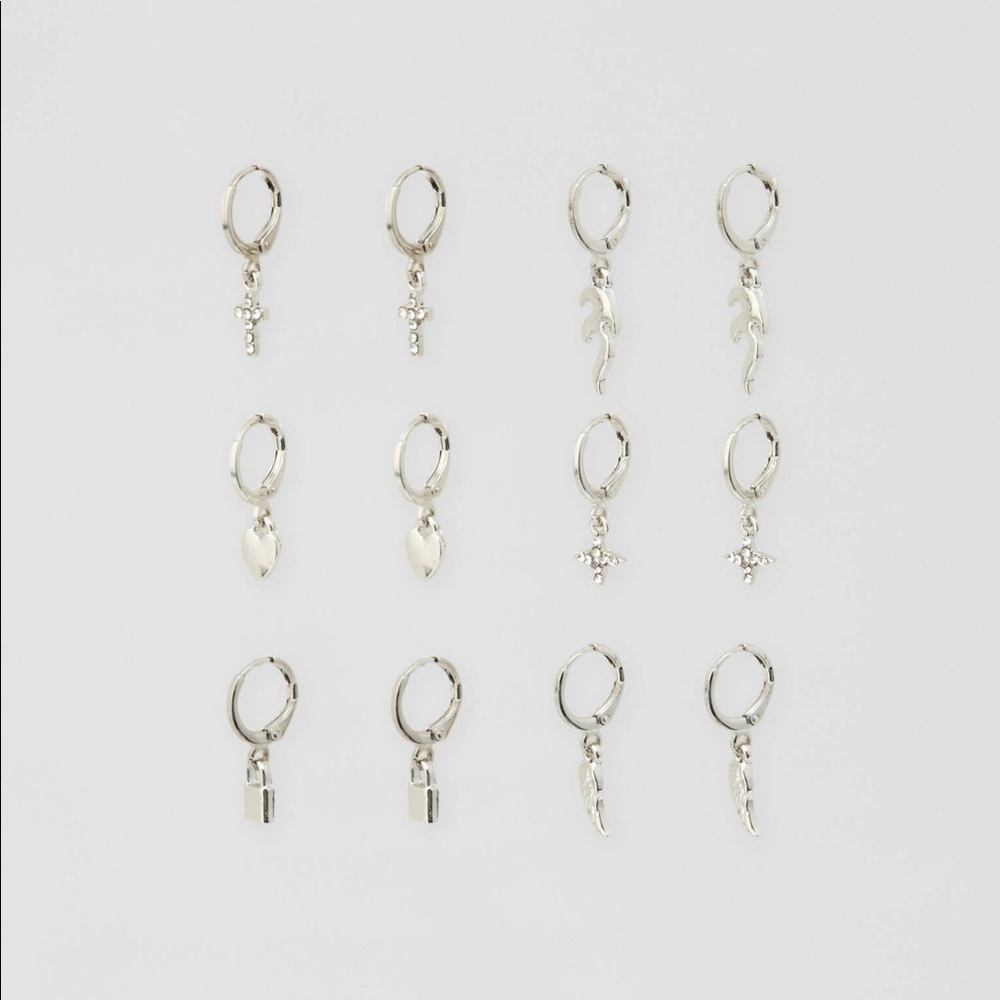NWT. Pull & Bear Pack of Silver Earrings with Charms.